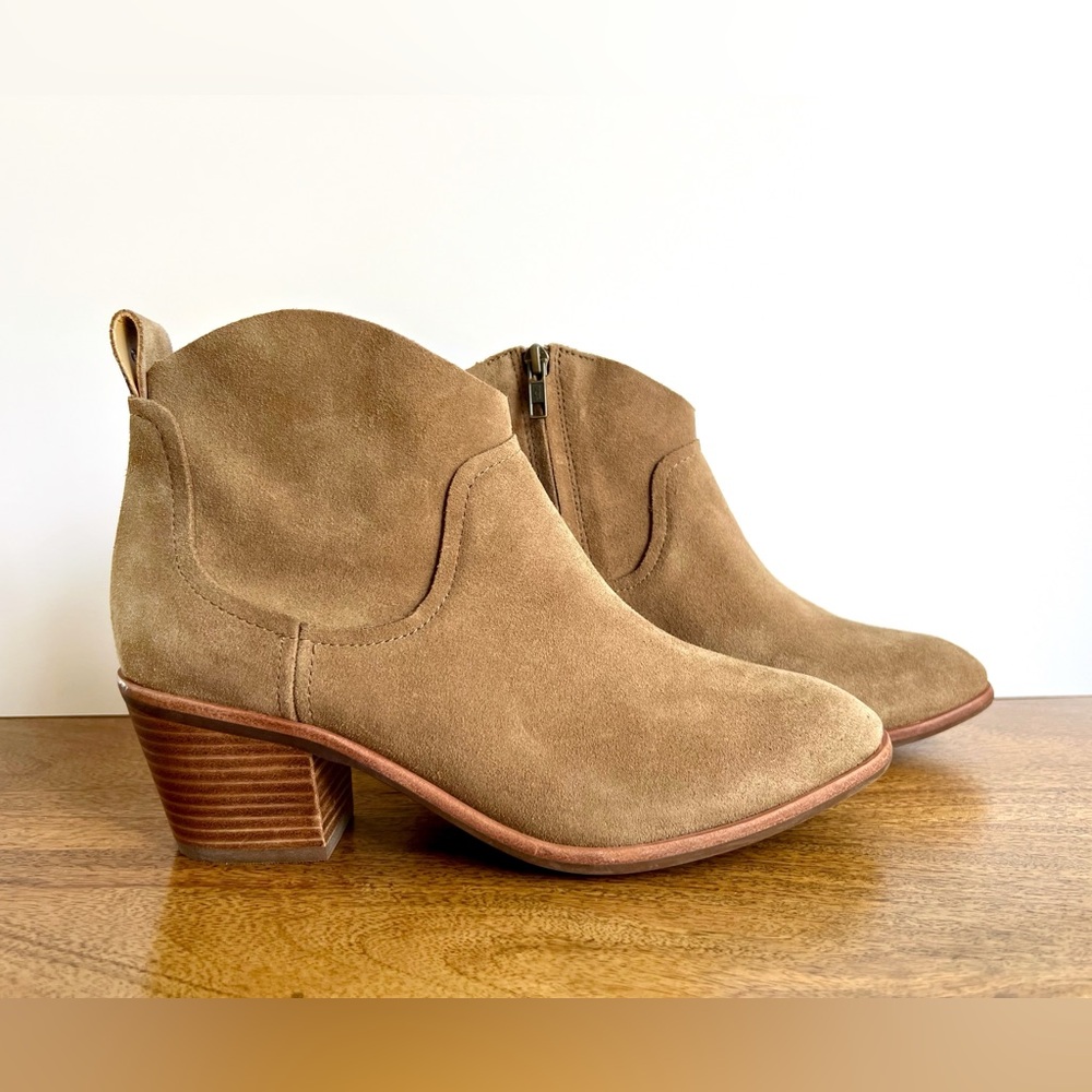UGG Kingsburg Ankle Boot Coffee Grounds Tan Beige Suede Heel Booties Women’s 9.5